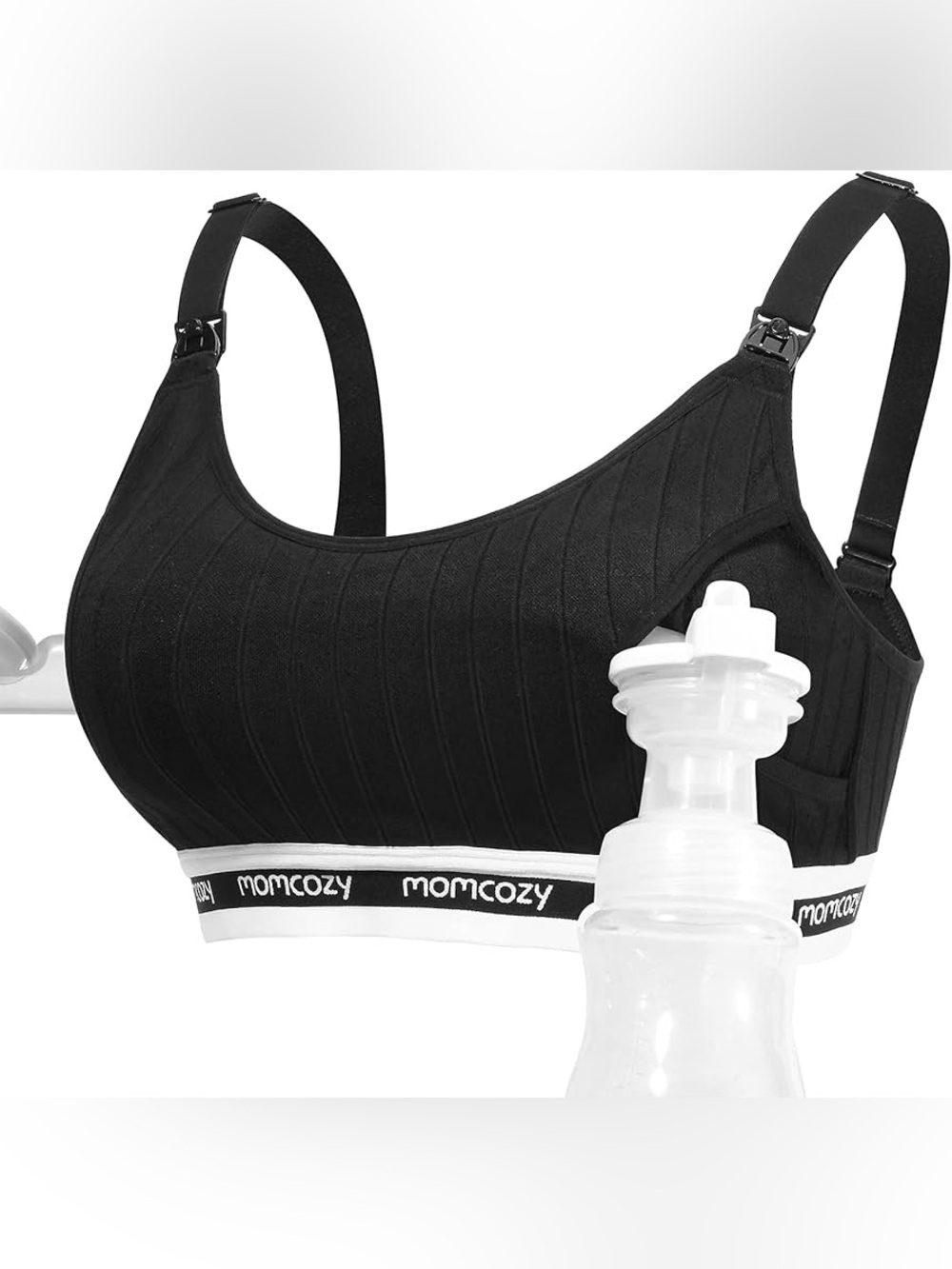 Momcozy Black Nursing Bra with Supportive Band